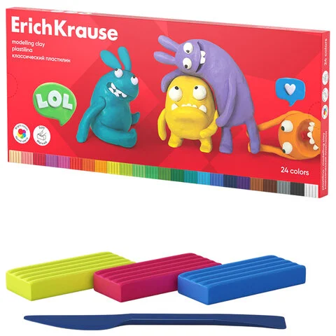 Պլաստիլին դասական ERICH KRAUSE «Jolly Friends», 24 գույն