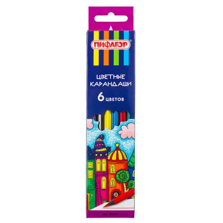 Colored Pencils PIFAGOR "Fairytale City" (6 Colors) - ПИФАГОР (SKU: 181582) | Zangezur Pro