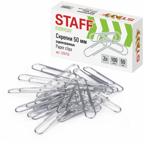 Ցինկապատ մեծ ամրակներ STAFF Everyday (50 մմ, 100 հատ) - STAFF (SKU: 226755) | Zangezur Pro