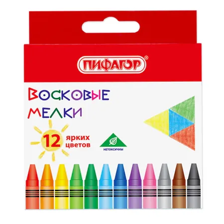 Մոմե կավիճներ PIFAGOR Solnyshko (12 գույն) - ПИФАГОР (SKU: 227279) | Zangezur Pro