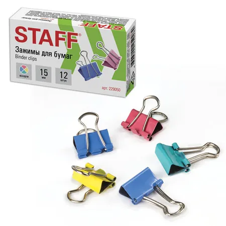 Թղթի սեղմակներ STAFF Profit, 15 մմ, գունավոր - STAFF (SKU: 229050) | Zangezur Pro