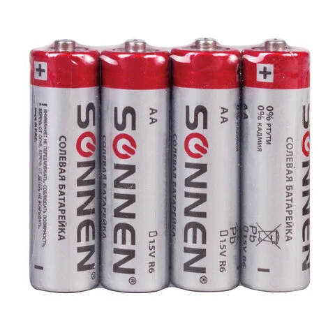 Աղային մարտկոցներ SONNEN AA (R6, 15A) 4 հատ - SONNEN (SKU: 451097) | Zangezur Pro