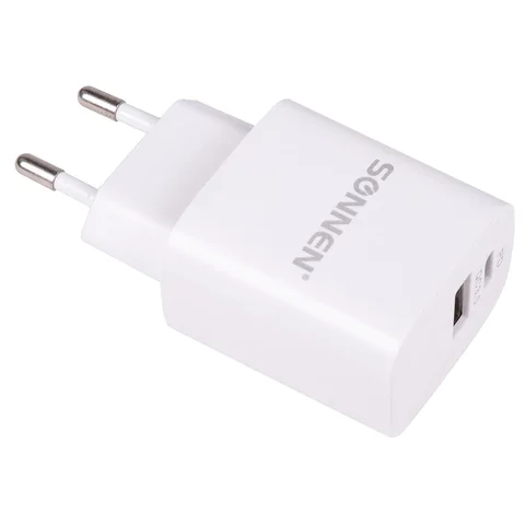 Արագ ցանցային լիցքավորիչ SONNEN USB QC 3.0 + Type-C PD 20Վտ (Սպիտակ) - SONNEN (SKU: 455505) | Zangezur Pro