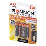 Վերալիցքավորվող Ni-Mh մարտկոցներ AAA (HR03) 650 mAh, SONNEN, SET 4 հատ, - SONNEN (SKU: 455609) - Image 5 of 9 | KapanStore