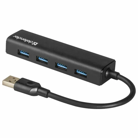 USB-հաբ DEFENDER Quadro Express, 4 դիմանցք (Սև) - DEFENDER (SKU: 513471) | Zangezur Pro