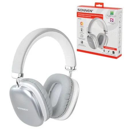 Անլար ականջակալներ SONNEN HP-B12S, Bluetooth 5.4, արծաթագույն - SONNEN (SKU: 514127) | KapanStore