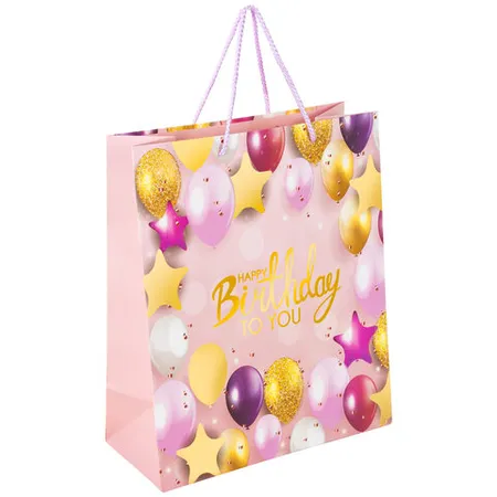 Նվերի տոպրակ ZOLOTAYA SKAZKA "Happy Birthday" (Վարդագույն, 26x13x32 սմ) - ЗОЛОТАЯ СКАЗКА (SKU: 608238) | Zangezur Pro