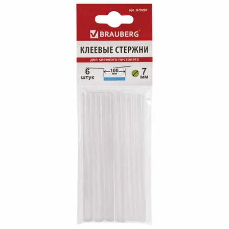 Սոսնձային ձողիկներ BRAUBERG (7 մմ, սպիտակ) - BRAUBERG (SKU: 670297) | Zangezur Pro