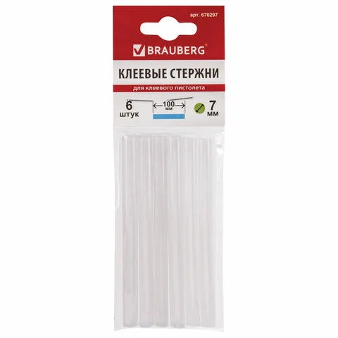 Սոսնձային ձողիկներ BRAUBERG (7 մմ, սպիտակ) - BRAUBERG (SKU: 670297) | Zangezur Pro